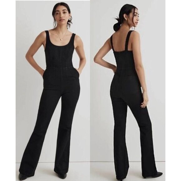 Madewell Pants - NWT Madewell Black Denim Flare Leg Jumpsuit Size 0